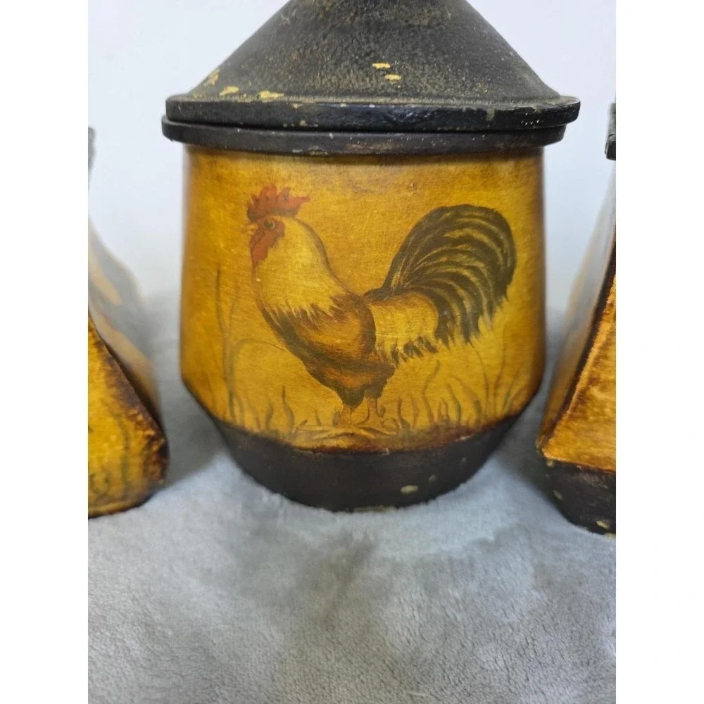 Vintage CBK Rooster Dinning & Bar Canisters Metal